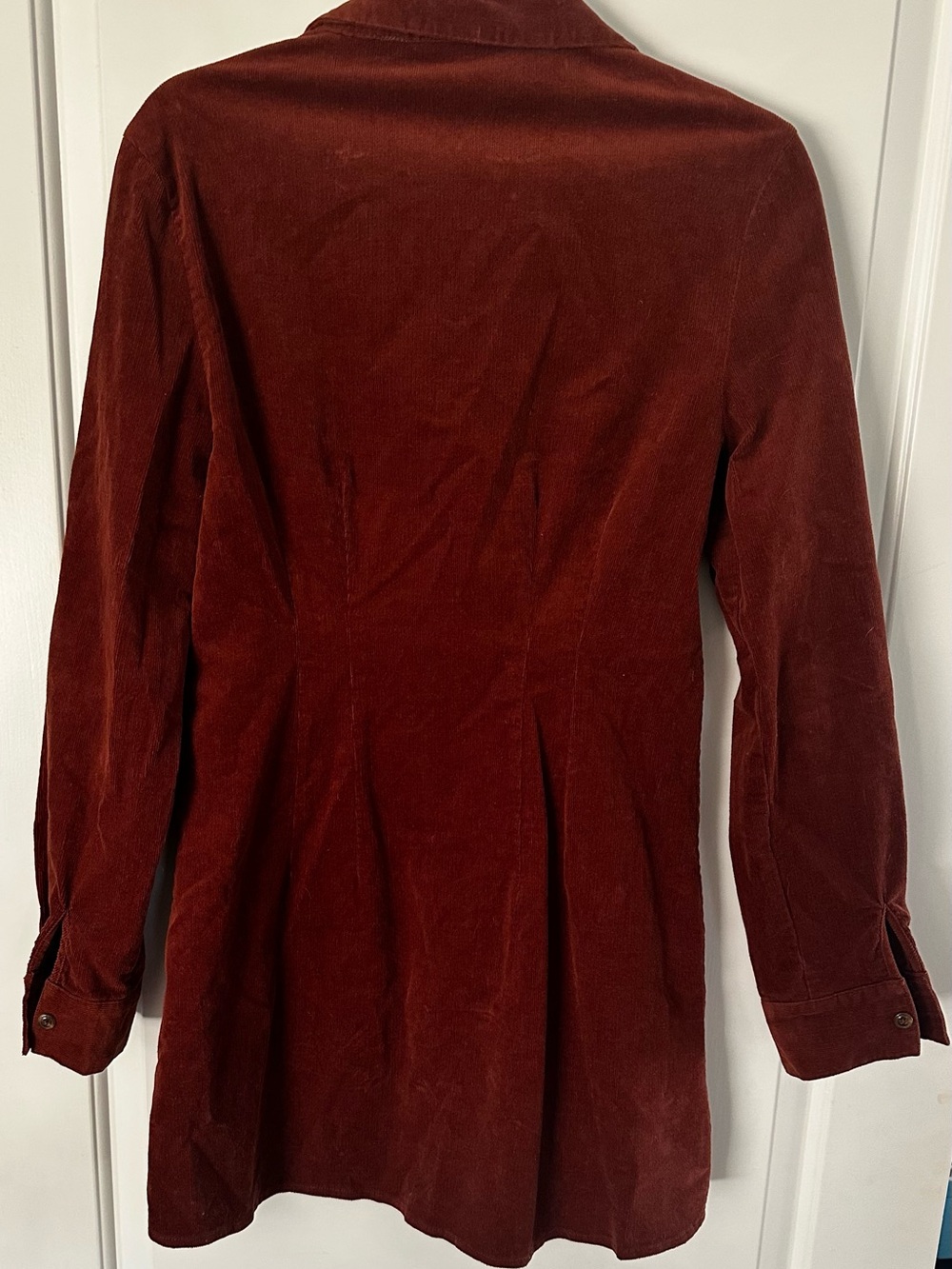 ASOS Long-Sleeve Corduroy Button-Front Dress in dark brown - Picture 3 of 3